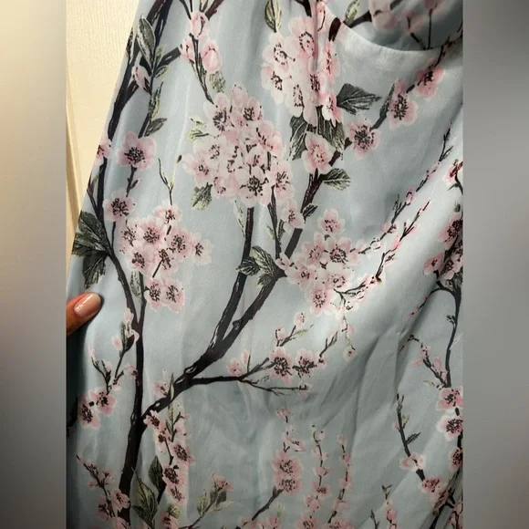 🆕 NWT Boohoo blue floral cherry blossom printed off the shoulder maxi dress - Picture 6 of 12